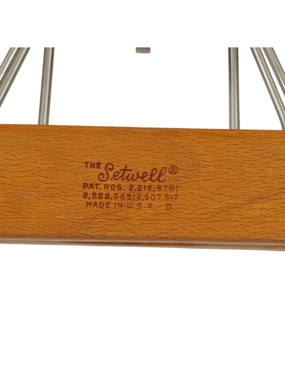 Setwell Wooden Suit Hanger Pants Trouser Clamp USA Vintage 18 in Heavy Duty